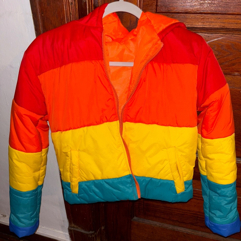 Cropped rainbow jacket